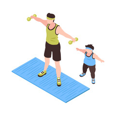 Wall Mural - Father Fitness Exercise Composition