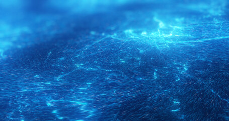 Wall Mural - abstract blue background, dynamic flow of digital particles. glitter and sparkles on a dark backgrou