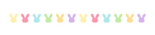 Pastel Rabbit Head Separator Border. Easter Themed Colorful Clipart Print.