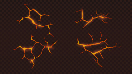 Vector crack texture with glowing lava