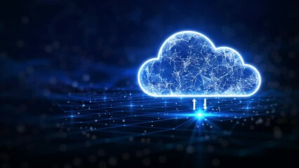 Wall Mural - cloud computing technology. the data transfer and storage concept consists of a white polygonal stru