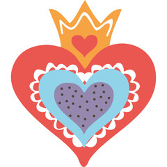 Sticker - heart love with crown