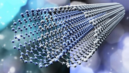 Carbon cloth, nanomaterial structure, Nanotubes modern technologies, graphene molecular structure, carbon fiber, 3D rendering