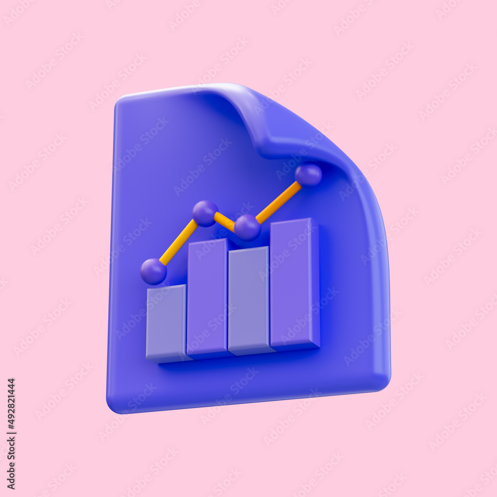 document chart grow icon 3d render concept for process of work diagrams ...