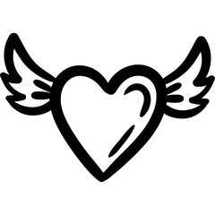 heart love flying monochrome