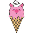 sweet ice cream pig character