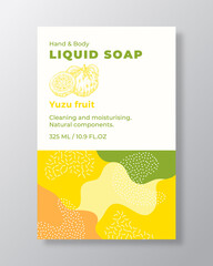Wall Mural - liquid soap package label template. abstract shapes camo background vector cover. cosmetics packagin