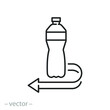 deposit bottle icon, reuse plastic, container return, reverse reward system, thin line symbol on white background - editable stroke vector illustration