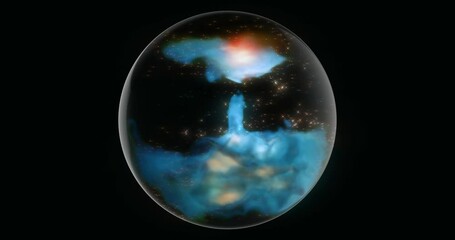 Wall Mural - a gas stellar nebula inside a crystal ball. glowing galaxy with sparkling stars. science and space b