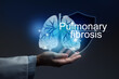Medical banner Pulmonary fibrosis on blue background