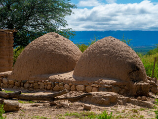 Wall Mural - Adobe ovens in abandoned houses on the road between Cachi and Cafayate, Salta Province, Northern Argentina