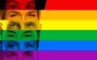 © blackday - Male and female eyes of different ethnicities and ages in colors of LGBT community rainbow flag