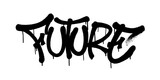 Fototapeta Młodzieżowe - Sprayed future font graffiti with overspray in black over white. Vector illustration.