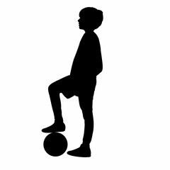 Wall Mural - a boy playing with ball, silhouette vector