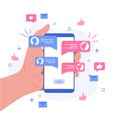 Wall Mural - concept of chatting. social networks and instant messengers, modern technologies and communication o