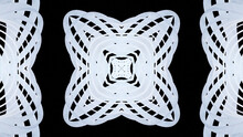 3d Render. Abstract Pattern. Pearl Material. Kaleidoscope Effect With Symmetrical Structure With Round Thing Like Rings Or Circles Twisting In Concentric Structure. 3D Stylish Abstract White Bg.