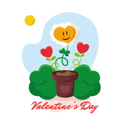 Poster - Isolated sunflower with a happy face Valentine day Vector