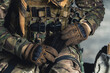 Batlle ready armed vest of a field soldier . High quality photo