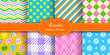 Set of easter seamless patterns. collection of colorful textures