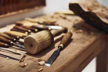 The simplest tools can empower people to do great things. Cropped shot of the inside of a craftsmans workshop.