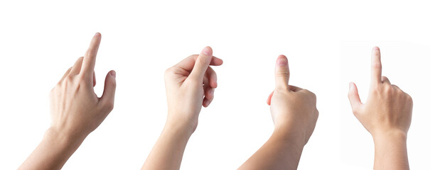 set hand finger touch .sign finger hold .finger press.arm thumb up .hands isolated on white background