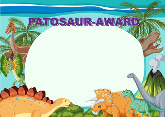 Wall Mural - Certificate template with dinosaur