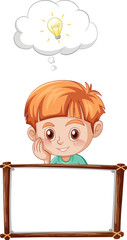 Poster - Board template with boy thinking