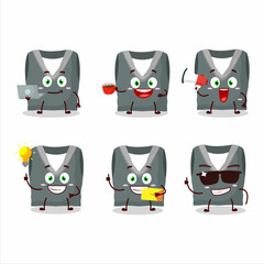 Wall Mural - Gray school vest cartoon character with various types of business emoticons