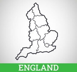  Simple outline map of England. Vector graphic illustration.