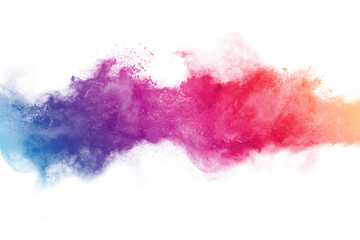 Wall Mural - abstract powder splatted background. Colorful powder explosion on white background. Colored cloud. Colorful dust explode. 