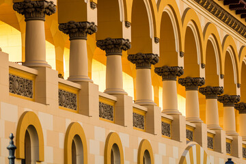 Wall Mural - Close up of architectural details of elegant facade building.