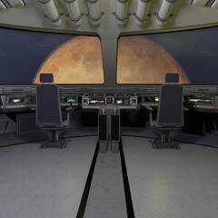 Wall Mural - 3d illustration of an interior of a spaceship 