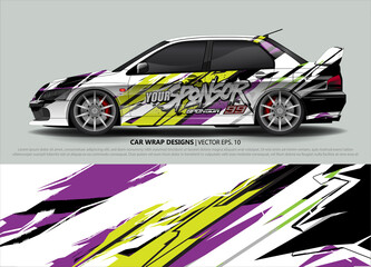 Car wrap decal design vector. abstract Graphic background kit designs for vehicle, race car, rally, livery, sport car
