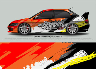 Car wrap decal design vector. abstract Graphic background kit designs for vehicle, race car, rally, livery, sport car
