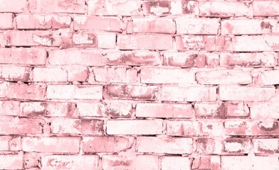 Wall Mural - Brickwork stonework interior. Pink brick wall texture in the bedroom at lovely.  Abstract weathered brick design