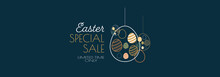 Easter Sale Banner. Modern Minimal Design For Sales. Flat Vector Illustration.