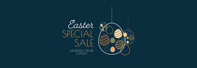 Canvas Print - Easter Sale banner. Modern minimal design for Sales. Flat vector illustration.