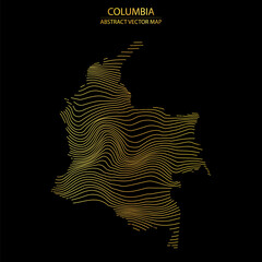 abstract map of Colombia - vector illustration of striped gold colored map 