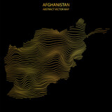 Fototapeta Przestrzenne - abstract map of Afghanistan - vector illustration of striped gold colored map 