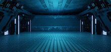 Abstract Tunnel, Corridor With Light And Futuristic Hall Scene. Abstract Blue Background 3D Render