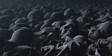 Fototapeta Łazienka - Bunch of Bones Human Skulls covering dusty ground, death conceptual backgound