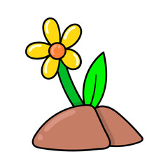 Wall Mural - beautiful sunflower spring time, doodle icon drawing
