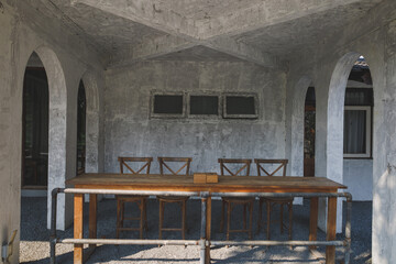 Poster - cafe interior Layout in a loft style in dark colors open space interior view of various coffee Welcome open coffee shop background.