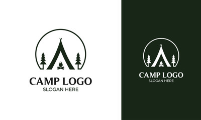 Wall Mural - Minimal camp logo design for outdoor camping or adventure