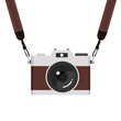 hanging brown camera strap vector