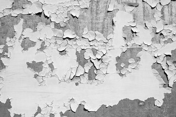 Wall Mural - Old cracked paint on metal surface background black and white