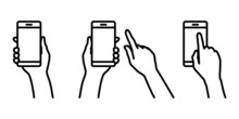 スマートフォンを操作する指とスマホを持つ手のベクターイラスト素材セット