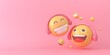Emoji headphone icon listening to music enjoyment pink silhouette isolated on pink background modern 3d rendering
