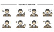 © こんざい - ビジネスパーソンの表情とジェスチャーのイラスト素材セット