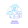 Renters insurance blue gradient concept icon. Real estate safety. Type of property financial protection abstract idea thin line illustration. Isolated outline drawing. Myriad Pro-Bold font used